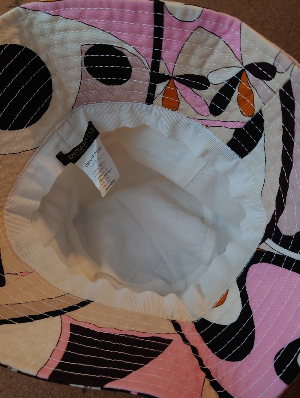 Vintage Emilio Pucci Pink, Mustard & Black Patterned Bucket Hat New Without Tags - Picture 4 of 4